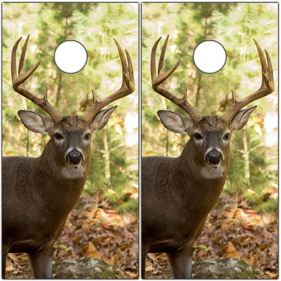 Cornhole Wraps for Boards Vinyl Decals (Set of 2) Deer In The Woods - Corn Hole Bean Bag Toss Wrap Stickers Skins (Boards Not Included)