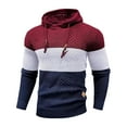 thumbnail image 3 of Men's Pullover Hoodies Plaid Jacquard Long Sleeve Casual Drawstring Hooded Sweatshirts Color Block Fall Outfits with Kanga Pockets, 3 of 3