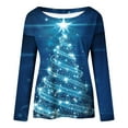 thumbnail image 4 of Babysbule Womens Christmas Tops Fashion Long Sleeve Crewneck Christmas Tree Print Pullover Women Tops Blouse, 4 of 5