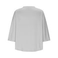 thumbnail image 3 of Jalioing Plus Size V Neck Casual Shirts for Women 3/4 Length Sleeve Basic Plain T Shirt Oversized Summer Tops, 3 of 8