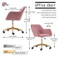 thumbnail image 4 of Swivel Office Chair, Velvet Upholstered Swivel Desk Chair with 5-Star Metal Base, Modern Adjustable Height Accent Chair, Computer Chair for Home Office Living Room Bedroom, Pink, 4 of 7
