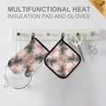 thumbnail image 3 of 2 PCS Oven Baking Gloves Set Heat Resistant Oven Mitt & Pot Holder Set Cooking Mitts Kitchen Home Supplies Soft Pink Tie-dye Pattern, 3 of 5
