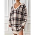 thumbnail image 4 of Robe Chandail Décontractée Automne Col en V Manches Longues Coupe Ample Motif Chaud Mini Robe Chandail Taille Unique, 4 of 10