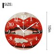 thumbnail image 2 of 10 Inch Wall Clock Battery Operated Silent Clock Decorative for Office, Kitchen, Outdoor, Living RoomPop Art Colorful Bite Sexy Red Lip on Polka Dot Lovely, 2 of 4