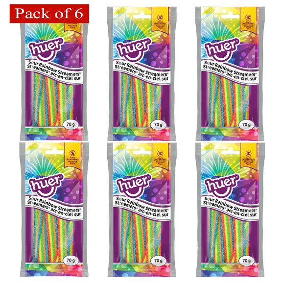Huer Pocket Pals Sour Rainbow Streamers 70g (Pack of 6) $4.99 ea.