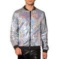 thumbnail image 1 of Chaqueta con lentejuelas INSPIRE CHIC para hombre, con cremallera, de mangas largas, estilo disco brillante, chaqueta bomber XL plateada, 1 of 6