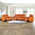 thumbnail image 3 of Modern 3-Piece Leather Reclining Sofa Set with Power Recliners and Head Control, Orange, 3 of 6