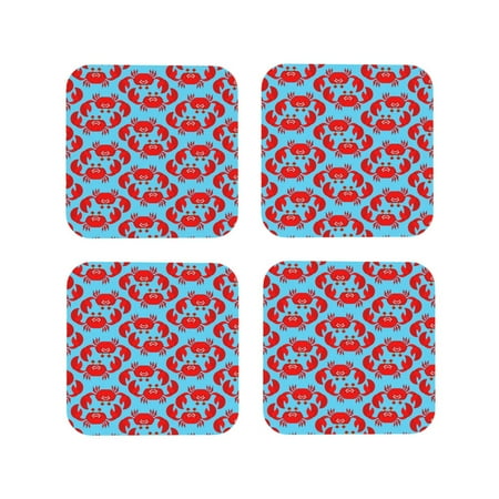 

Tideii Cartoon Crabs for Leather Coasters 4 Pieces Anti-fouling and Anti-scalding Decorative Coasters Suitable for Restaurants Kitchens Coffee Shops-Square