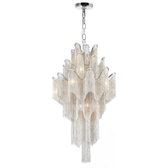 CWL Lighting Daisy 59-179" 17-Light Down Metal Chandelier in Chrome