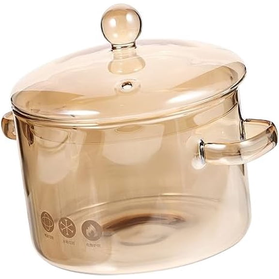 Heat Resistant Borosilicate Glass Stew Pot with Lid Kitchen Cookware for Cooking Stewing Capacity for Home Use Energy Efficient Design$$Home Decor, Kitchen, & Other