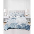 thumbnail image 2 of Quilts Queen Size Bedding Set, Blue Turtle Coastal Reversible Summer Quilt 3 Pieces, Nautical Summer Beach Coral Shell Starfish Lightweight Bedspreads Coverlets with 2 Pillow Shams for All Seasons, 2 of 5