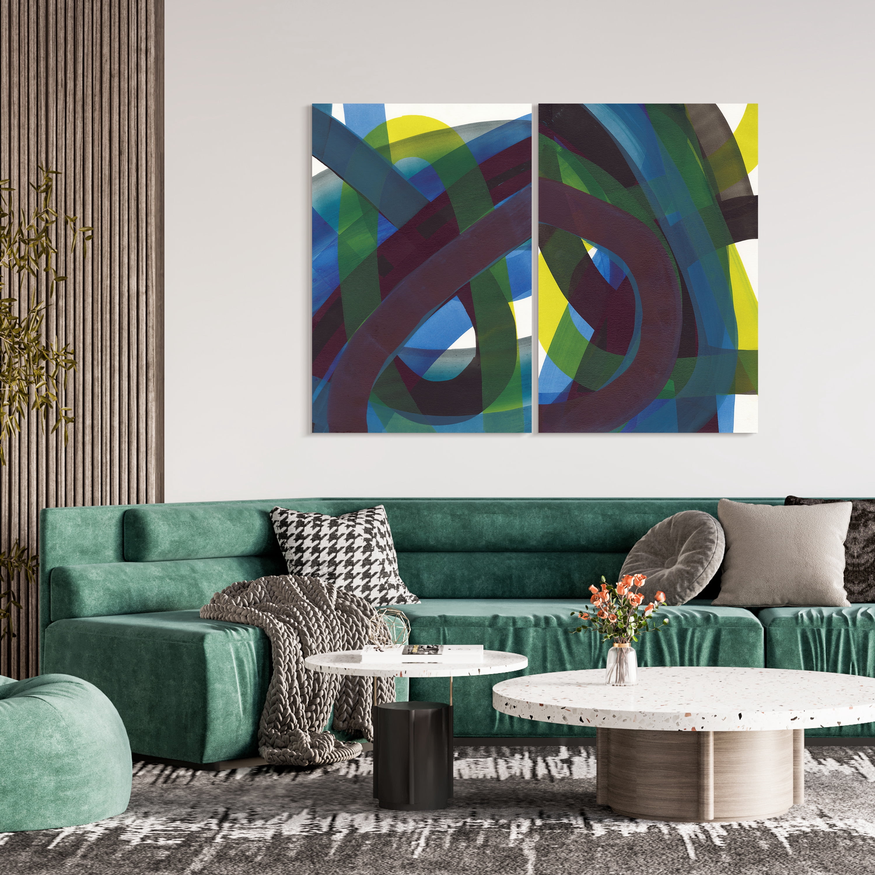 Pigment Play Frameless Free Floating Tempered Glass Panel Graphic Wall Art , 48" x 32" each
