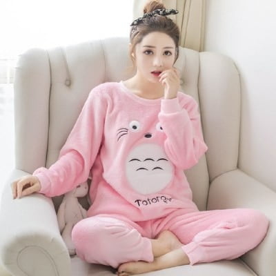 

PIKADINGNIS New Autumn Winter Warm Flannel Women Pyjamas Sets Thick Coral Velvet Long Sleeve Cartoon Sleepwear Flannel Pajamas Set Girl