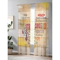 thumbnail image 5 of Semi Sheer Window Curtains 96 Inches Long, Love Peace Text Rod Pocket Voile Silky Chiffon Curtain Treatment Drapes for Kitchen, Living Room, Farmhouse Inspirational Quotes Wooden 52"x96", 2 Panels, 5 of 9
