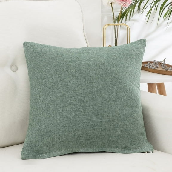 Dtwnek Linen Decorative Throw Pillow Covers Solid Color Pillow Cases Square Cushion Covers for Sofa Couch Bed Car, 18x18 inch