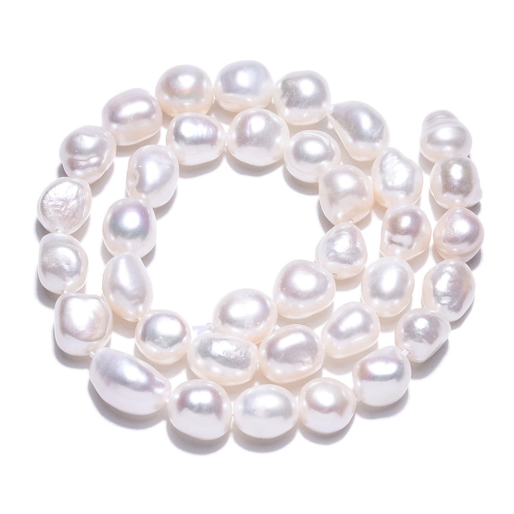 Natural Cultured Freshwater Pearl Beads Strands Baroque Pearls Keshi Pearl Beads Two Sides Polished Seashell Color 8.5~15x7~9.5x7~9mm Hole: 0.6mm about 33~37pcs/strand 14.17~14.57 inch(36~37cm)