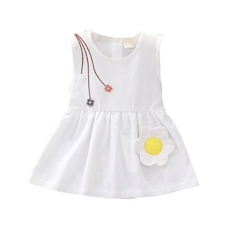 

Little Child Girls Dresses Solid Color Sleeveless O-Neck Summer New Cute Fashion Comfy Soft Sundress For Children