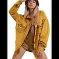 thumbnail image 1 of Chaqueta de Larga con Solapa Suelta para Mujer, Cárdigan Irregular con Bolsillo de Amarillo XL, 1 of 7