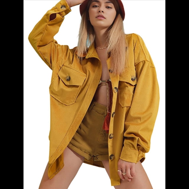 Chaqueta de Larga con Solapa Suelta para Mujer, Cárdigan Irregular con Bolsillo de Amarillo XL