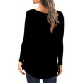thumbnail image 3 of AherBiu Women Tunic Tops to Wear with Leggings Spring Long Sleeve Shirts Button Scoop Neck Ruched Loose Blouse, 3 of 5