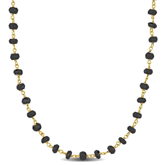 Everly Women's 5ct TGW Black Onyx 14k Yellow Gold Rosary Bead Necklace