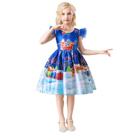 

DNDKILG Baby Toddler Girl Sleeveless Print Dresses Summer Sundress Dress Sky Blue 2Y-10Y 150
