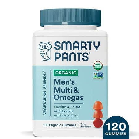SmartyPants Organic Men s Multi & Vegetarian Omega 3 Gummy Vitamins with D3  C & B12 - 120ct