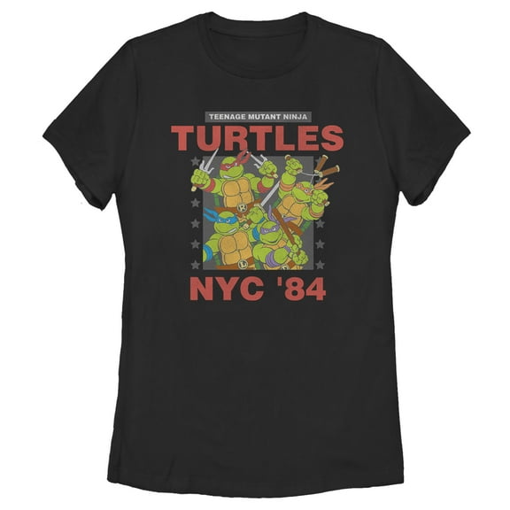Women's Teenage Mutant Ninja Turtles NYC '84 Poster  Graphic Tee Black Small