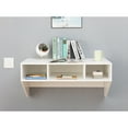 thumbnail image 4 of Basicwise Wall-Mounted Computer Desk with Storage Shelves Floating Laptop Table for Home Office or Study Room Foldable Workstation with Compartments for Books Office Supplies and Decor, White Finish, 4 of 10