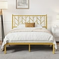 thumbnail image 2 of Sha Cerlin Gold Queen Size Metal Platform Bed Frame with Victorian Vintage Headboard & Underbed Storage, Adult, 2 of 8
