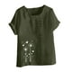 thumbnail image 4 of Vestidos Casuales Para Mujer, Blusas De Mujer De Moda Blusa informal de lino con cuello redondo, manga corta y botones para mujer, 4 of 4