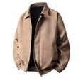 thumbnail image 1 of Veste en Cuir Décontractée à Manches Longues pour Hommes avec Poches Zippées et Col à Revers, Tenue Extérieure, 1 of 9