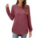 thumbnail image 5 of Sudaderas para mujer,Top informal holgado de cuello redondo para mujer, tejido acanalado cepillado, escote en V, bajo redondeado, 95 % poliéster, 5 % elastano, uso diario, sopatenor, 5 of 8