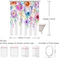 thumbnail image 4 of Watercolor Floral Shower Curtain, Colorful Flowers Bathroom Curtain with Hooks 72" W x 72" H Machine Washable Fabric Bathroom Decor, 4 of 6