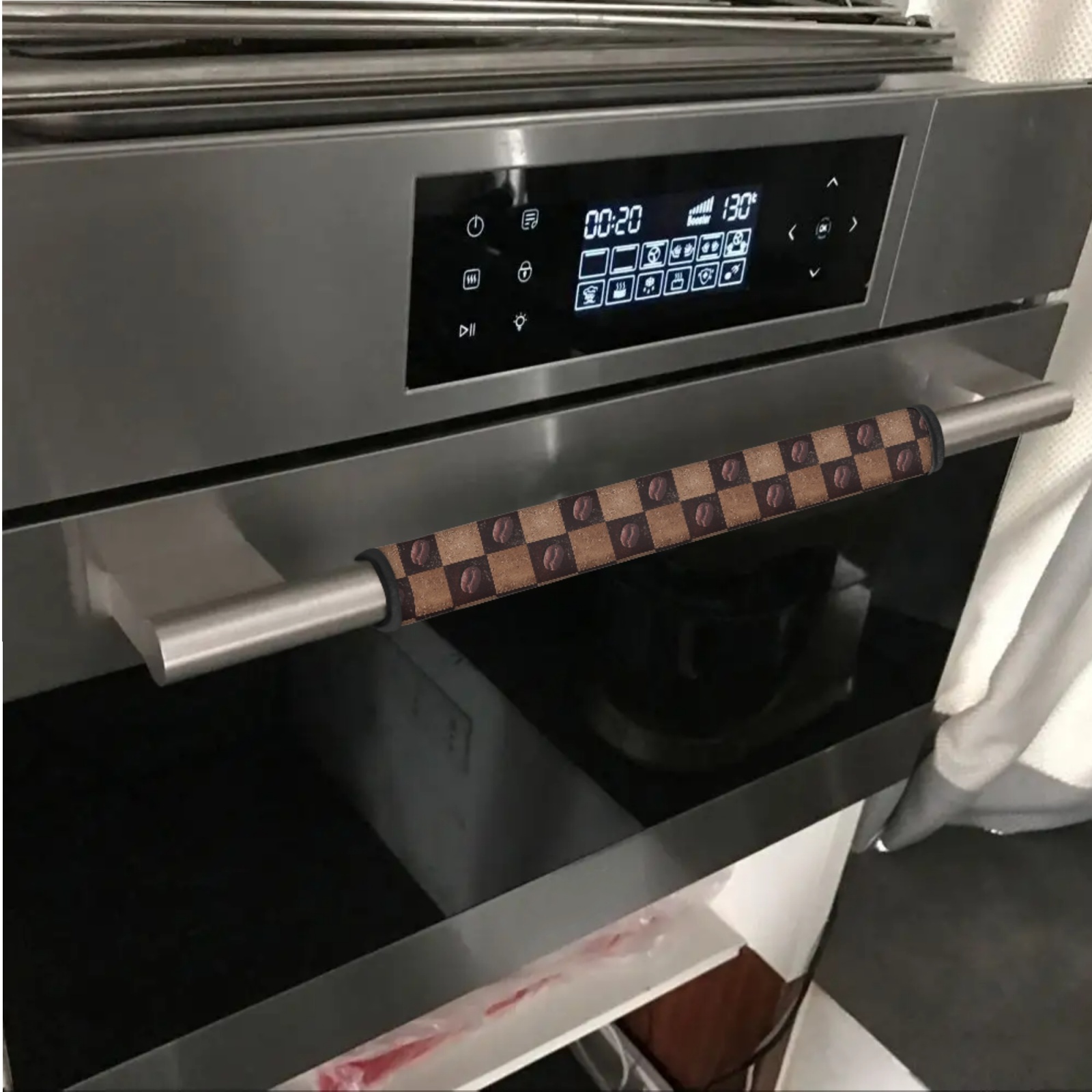 SEANATIVE Refrigerator Door Handle Covers Set of 6 Washable Electric Appliance Decor Handles Fridge Dishwasher Kitchen Cabinet Door Cloth Protector Indoor Home Decor, Coffee Bean Brown Plaid