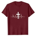 thumbnail image 2 of DJDLJWCJ Mens T Shirts Short Sleeve Graphic Crewneck Muscle Graphic Tee Soft Lightweight Solid Outdoor Sports T Shirt Wine XL, 2 of 5