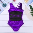 thumbnail image 4 of JanJean Girls Metallic Straps Cutout Back One Piece Gymnastics Leotard Athletic Tank Top Purple 3XL, 4 of 7