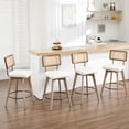 thumbnail image 5 of ONEVOG 26.2" Swivel Counter Stools Set of 2,Faux Leather Upholstered with Breathable Cane Back, Farmhouse Counter Height Chairs for Kitchen Island,Beige, 5 of 8