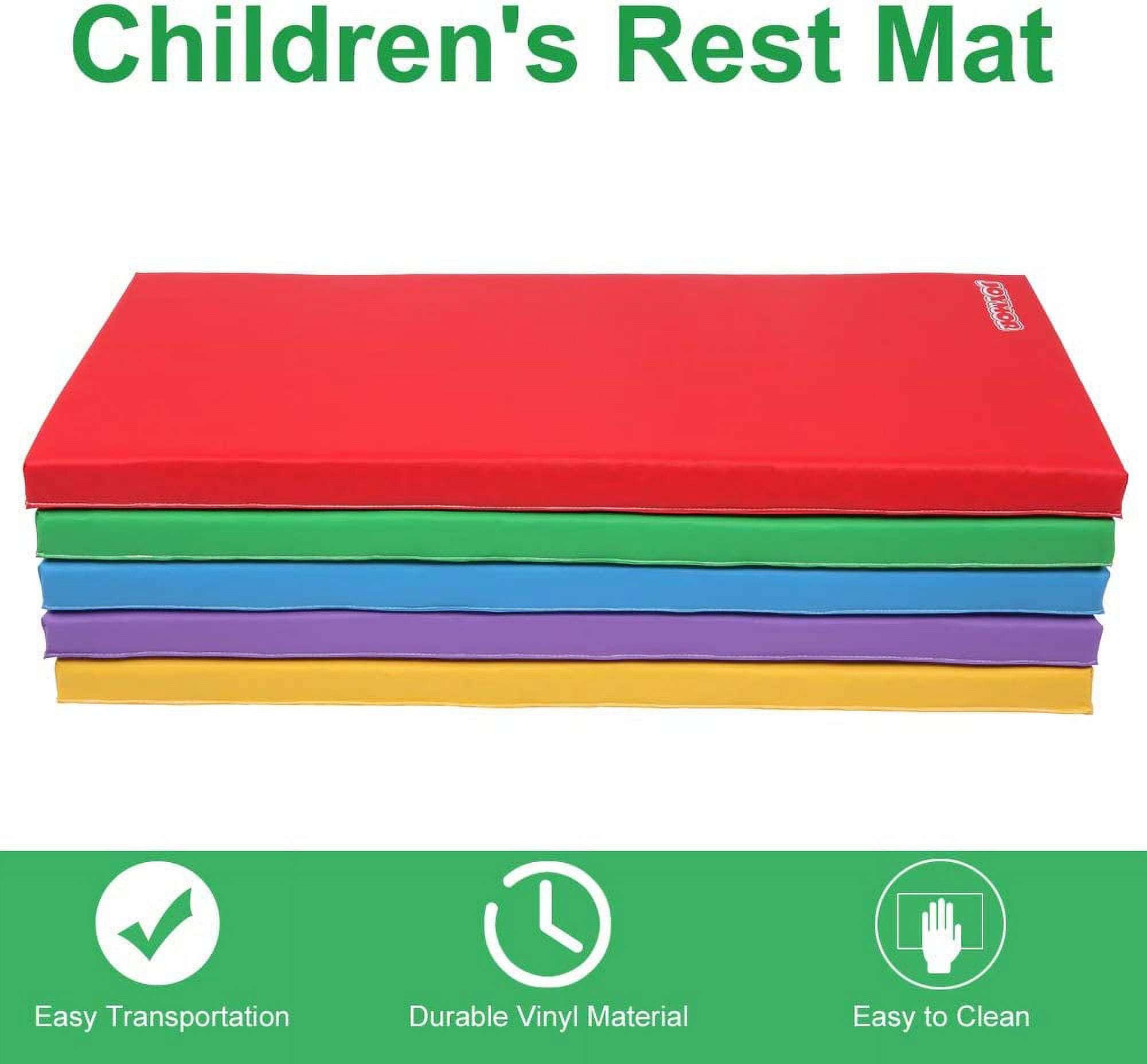 JOYMOR 2-Inch Thick Rest Mat, 5-Pack, Nap Mat with Name Tag Holder, Portable Toddler Mat, Floor Mat, Sleeping Mats for Kids/Toddlers Daycare/Home