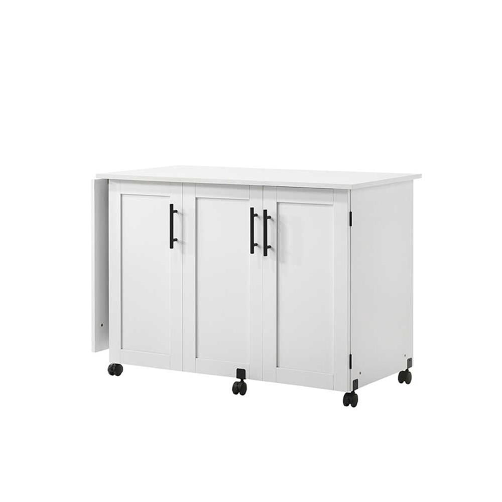 Bowery Hill Contemporary Engineered Wood Sewing Craft Cart in White