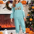 thumbnail image 2 of IUYRTFE Kids Halloween Hooded Sweatshirt Set Long Sleeve Pullover Two Piece Outfit Fall Winter Warm Casual Playwear Party Wear Toddler Boys Girls Clothing(Light Blue,4 Years), 2 of 5
