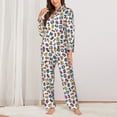 thumbnail image 2 of Balery Colorful Numbers Conjunto de Pijama con Estampado para Mujer, Conjunto de Dos Piezas con Manga Larga, Ropa de Dormir Suave con Bolsillos, Pijamas Cómodos-Medium, 2 of 7