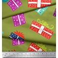 thumbnail image 3 of Soimoi Green Velvet Fabric Gift Box Party Print Fabric by the Yard 58 Inch Wide, 3 of 3