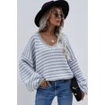 thumbnail image 4 of Womens Sweaters Pullover Oversized Deep V Neck Off Shoulder Tops Long Sleeves Loose Knit Sweater, 4 of 6