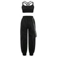 thumbnail image 2 of Doomiva Kids Girls 2 Pieces Dance Camisole Crop Tank Top and Pants Set Modern Jazz Street Dance Black 12, 2 of 7
