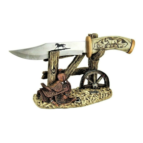 Hunting Blade Knife with Western Style Horse Decorative Stand - Gift for Hunters