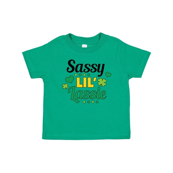Inktastic Saint Patrick's Day Sassy Lil' Lassie with Shamrocks Girls Baby T-Shirt
