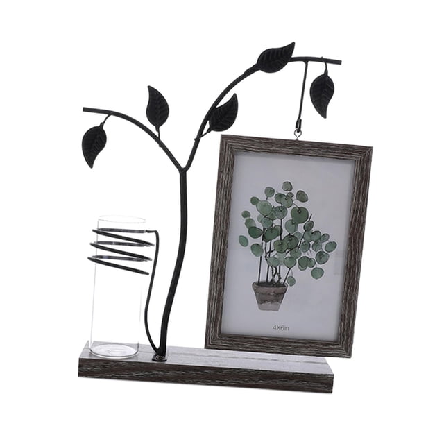 Marco de fotos Perfecl Soporte de exhibición decorativo Doble cara Florero de Vidrio Gris