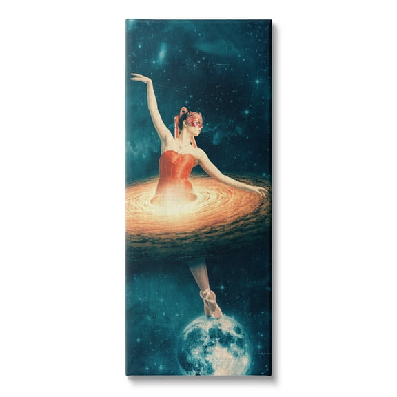 Stupell Industries Dancing Ballerina Red Nebula Dress Moon Outer Space Canvas Wall Art, 17 x 40, Design by Paula Belle Flores
