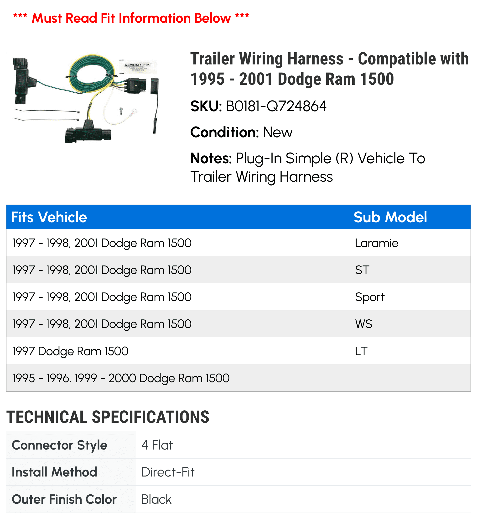 MECMO 10-Foot 7-Pin Trailer Wiring Harness Extension For Dodge 1995-2009 Ram 1500 2500 3500, 1995-2010 Dodge Dakota, 2010-2011 Ram Dakota For 5th Wheel Or Gooseneck In Bed Connection 7-Pole Connector - Foto 13